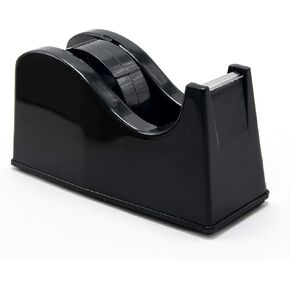 Desktop Tape Dispenser Adhesive Roll Holder (Fits 1" & 3" Core) with Weighted Nonskid Base Black