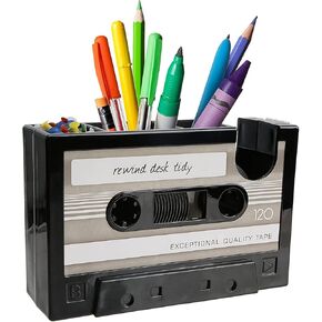 PENCK Cassette Tape Dispenser with Pen Holder Cute Desk Tidy Container Office Supplies Organizer Stationery Storage, Great Gift for Girl Boy, Grey in Kuwait