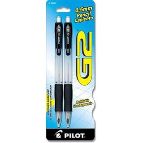 Pilot, G2 Mechanical Pencils, 0.5mm HB Lead, Clear Barrel, Pack of 2
