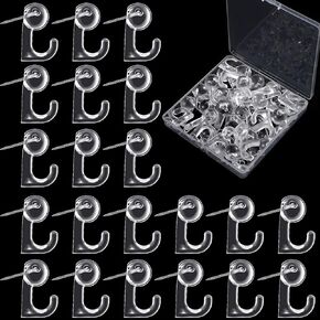 خطافات دبوس الدفع، دبوس رؤوس بلاستيكي، مسامير إبهام مزخرفة مع خطافات للوحة الفلين، خريطة التقويم، صور ملصق حلقة مفاتيح معلقة على الحائط 50 قطعة بيضاء in Kuwait