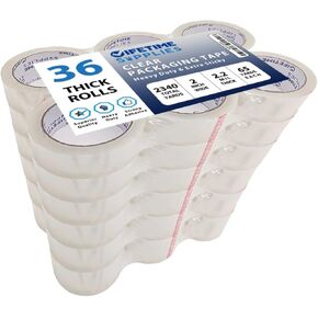 Lifetime Supplies 6 Rolls [Upgraded] Clear Premium Packing Tape, 65 Yards, 2.2 mil, Heavy Duty Packaging Tape for Shipping, Moving, Sealing - Stronger & Thicker