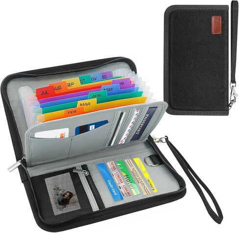 13 Pockets Coupon Receipt Organizer with Card Holder, All in One Expandable Ticket Storage & Card Case with Sticky Labels,Check/Bill/Invoice/Cash Sorter Wallet,for Home, Purse, Car Glovebox in Kuwait