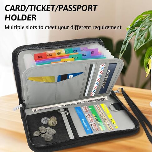 13 Pockets Coupon Receipt Organizer with Card Holder, All in One Expandable Ticket Storage & Card Case with Sticky Labels,Check/Bill/Invoice/Cash Sorter Wallet,for Home, Purse, Car Glovebox in Kuwait