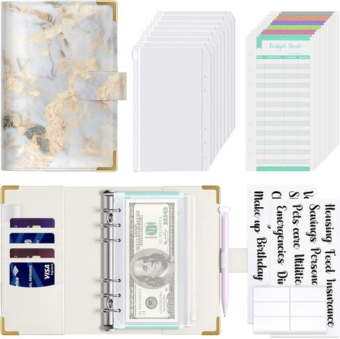 Budget Binder, A6 Binder Money Organizer for Cash, Budget Binder with Zipper Envelopes System, Money Saving Binder Cash Stuffing Envelopes for Budgeting, Cute Budget Wallet for Women Men, Beach in Kuwait