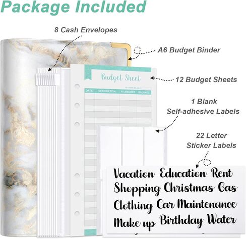 Budget Binder, A6 Binder Money Organizer for Cash, Budget Binder with Zipper Envelopes System, Money Saving Binder Cash Stuffing Envelopes for Budgeting, Cute Budget Wallet for Women Men, Beach in Kuwait