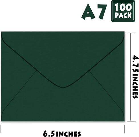 ASSTAONO-A7 Envelopes Green,100 Pack 5x7 Green Envelopes V Flap,Invitation Envelopes for 5x7 Cards,Photos,Wedding,Graduation,Birthday,Baby Shower,5.25 x 7.25 Inches in Saudi Arabia