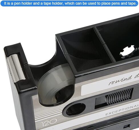 PENCK Cassette Tape Dispenser with Pen Holder Cute Desk Tidy Container Office Supplies Organizer Stationery Storage, Great Gift for Girl Boy, Grey in Saudi Arabia
