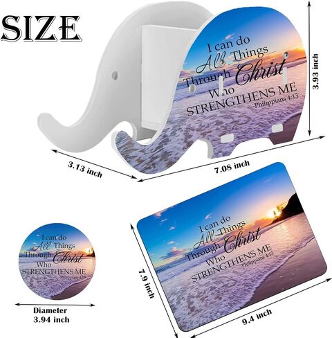 3 in 1 Desktop Accessories Set with Phone Holder Pen Holder + Non-Slip Mouse Pad + Cute Coaster, Multi-Functional Mobile Pen Holder Desktop Storage Box, Stay Positive Work Hard and Make It Happen in Kuwait
