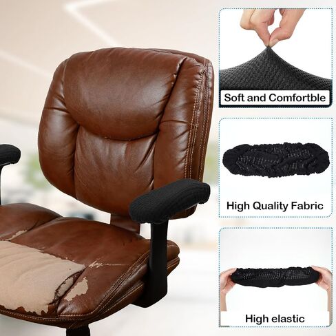 24 Pcs Office Chair Black Arm Pads Covers Overs Removable Armrest Pads Elastic Washable Arm Protector Stretchable Rest Chair Computer Arm Slipcover in Saudi Arabia