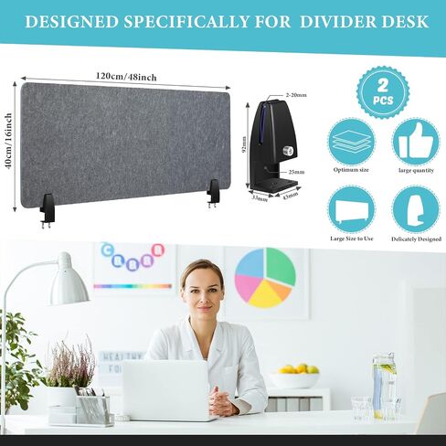 Wesiti 2 Pcs Acoustic Desk Divider 47 x 16 Inch Noise Reducing Desk Privacy Panel for Students Table Standing Sound Proof Dividers Desktop Claws Office Furniture Partitions for Classroom in Saudi Arabia