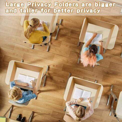 فواصل مكتب الفصل الدراسي للطلاب لاختبار مجلدات الخصوصية من أجل تركيز أفضل، الحجم الكلي 13 بوصة × 20 بوصة × 17 بوصة من الورق المقوى للدراسة للاختبار المدرسي (بني، 60 قطعة) in Kuwait