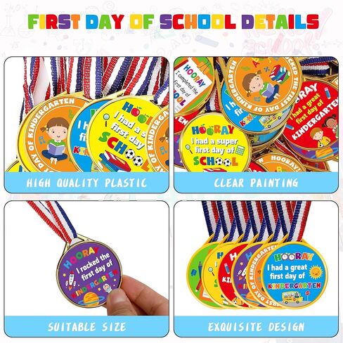 30 قطعة من لوازم العودة الى المدرسة، تشكيلة ميداليات من ستة تصاميم 1.8 انش لجائزة اليوم الاول من المدرسة، ميداليات الترحيب بالعودة الى المدرسة مع شريط رقبة لهدايا حفلات الاطفال في رياض الاطفال in Kuwait