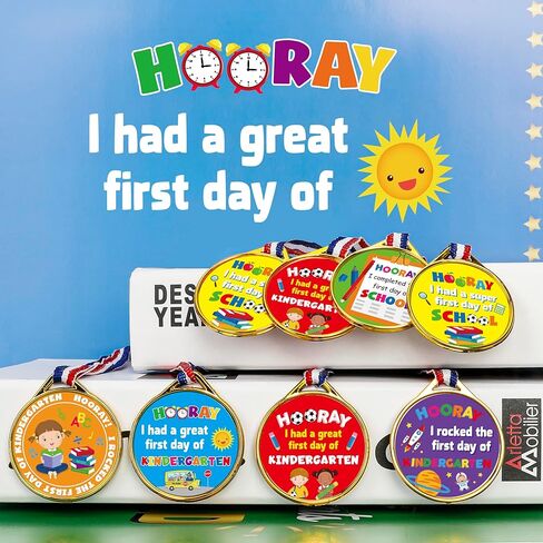 30 قطعة من لوازم العودة الى المدرسة، تشكيلة ميداليات من ستة تصاميم 1.8 انش لجائزة اليوم الاول من المدرسة، ميداليات الترحيب بالعودة الى المدرسة مع شريط رقبة لهدايا حفلات الاطفال في رياض الاطفال in Kuwait