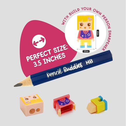 Short Jumbo Pencils for Kids, Preschoolers, Kindergarten, Toddlers, & Beginners - 12 Fat Pencils and 1 Sharpener & Eraser, Pencils #2, Triangle Grip, Big Pencils, Kids Pencils (Red) in Saudi Arabia