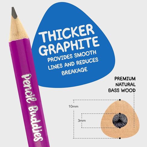 Short Jumbo Pencils for Kids, Preschoolers, Kindergarten, Toddlers, & Beginners - 12 Fat Pencils and 1 Sharpener & Eraser, Pencils #2, Triangle Grip, Big Pencils, Kids Pencils (Red) in Saudi Arabia