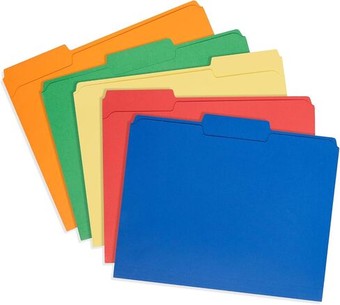 100 Blue Summit Supplies 1/3 Cut, File Folders, Letter Size, Assorted Colors, Including Blue, Red, Green, Yellow & Orange File Folders, 100 Pack in Saudi Arabia