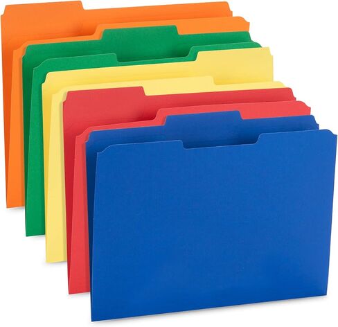 100 Blue Summit Supplies 1/3 Cut, File Folders, Letter Size, Assorted Colors, Including Blue, Red, Green, Yellow & Orange File Folders, 100 Pack in Saudi Arabia