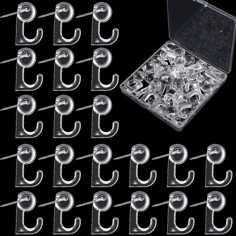 خطافات دبوس الدفع، دبوس رؤوس بلاستيكي، مسامير إبهام مزخرفة مع خطافات للوحة الفلين، خريطة التقويم، صور ملصق حلقة مفاتيح معلقة على الحائط 50 قطعة بيضاء in Kuwait