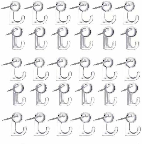 خطافات دبوس الدفع، دبوس رؤوس بلاستيكي، مسامير إبهام مزخرفة مع خطافات للوحة الفلين، خريطة التقويم، صور ملصق حلقة مفاتيح معلقة على الحائط 50 قطعة بيضاء in Kuwait
