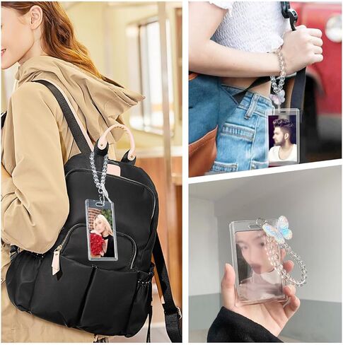 ايه بي كرو 4 قطع من حامل بطاقات صور كيه بوب من الاكريليك مع سوار معصم مطرز بالخرز، حامل بطاقة الهوية للطلاب حامل بطاقة العمل حامل بطاقة الائتمان حامل الحافلة لعشاق كيه بوب in Kuwait