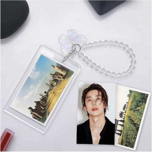 ايه بي كرو 4 قطع من حامل بطاقات صور كيه بوب من الاكريليك مع سوار معصم مطرز بالخرز، حامل بطاقة الهوية للطلاب حامل بطاقة العمل حامل بطاقة الائتمان حامل الحافلة لعشاق كيه بوب in Kuwait