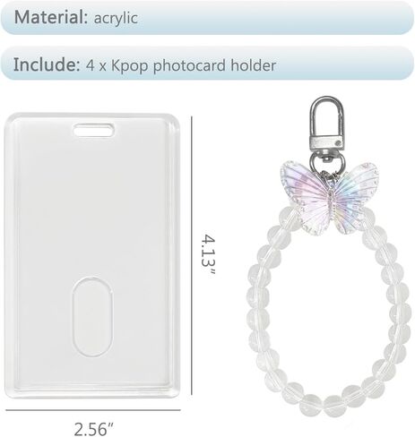 ايه بي كرو 4 قطع من حامل بطاقات صور كيه بوب من الاكريليك مع سوار معصم مطرز بالخرز، حامل بطاقة الهوية للطلاب حامل بطاقة العمل حامل بطاقة الائتمان حامل الحافلة لعشاق كيه بوب in Kuwait