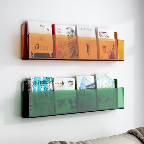 حامل كتيبات لمجلات أكريليك، رف كتب كتالوج مثبت على الحائط، حامل عرض كتيب لمستشفيات مراكز التسوق في غرفة الطين (اللون: أزرق، الحجم: الطول 80 سم/31.5 بوصة) in Kuwait