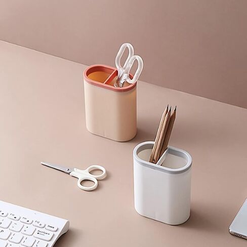 Nicerity Multifunction Pencil Shaped Pen Holders for Desk Supplies Holders Dispensers 2 Pcs White and Pink in Saudi Arabia
