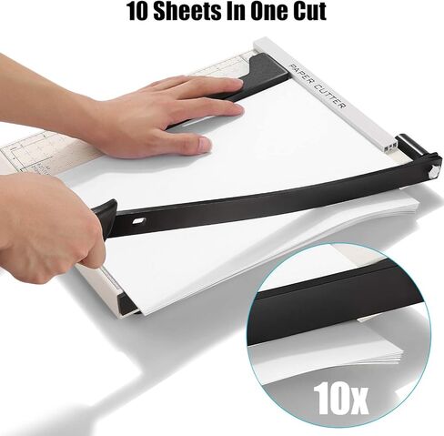 Paper Cutter Heavy Duty A4-B7, 12" Cut Length Guillotine Paper Trimmer for Cardstock Metal Base, with Safety Blade Lock&Dual Guides, 12 Sheets Capacity, for Home Office Classroom School (PureWhite) in Kuwait