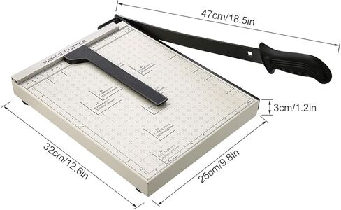 Paper Cutter Heavy Duty A4-B7, 12" Cut Length Guillotine Paper Trimmer for Cardstock Metal Base, with Safety Blade Lock&Dual Guides, 12 Sheets Capacity, for Home Office Classroom School (PureWhite) in Kuwait