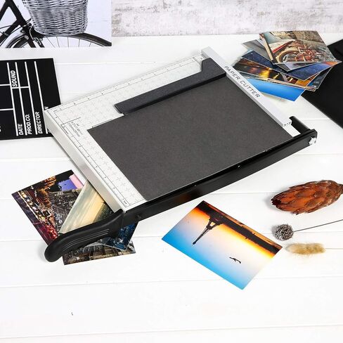 Paper Cutter Heavy Duty A4-B7, 12" Cut Length Guillotine Paper Trimmer for Cardstock Metal Base, with Safety Blade Lock&Dual Guides, 12 Sheets Capacity, for Home Office Classroom School (PureWhite) in Kuwait