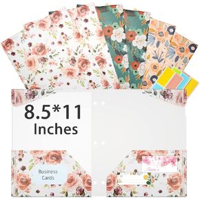 Ospelelf Folders with Pockets, Waterproof Plastic Folder with Two Fixed Corner Tabs and 2 Pockets Includes Business Card Slot, Includes Sticker, Fits 3 Ring Binder Holds 11" x 8.5", 6-Pack in Kuwait