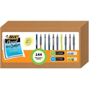 قلم رصاص ميكانيكي رقم 2 من BIC، أقلام رصاص ميكانيكية مريحة للغاية مع قبضة - مجموعة متنوعة من 144 قلم رصاص ميكانيكي - 72 قلم رصاص 0.5 مم مع 72 قلم رصاص ميكانيكي 0.7 مم - براميل ملونة متنوعة in Kuwait