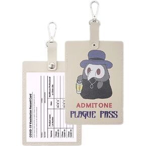 3.3 x 4.4 Cute CDC Vaccine Card Holder, Funny Cartoon Leather ID Card Protector PU Leather Waterproof Name Tags Badge Card Holders with Transparent Window (A) in Saudi Arabia