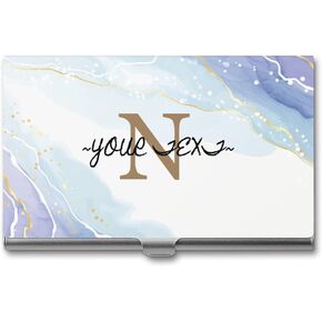 Custom Black Marble White Business Card Holder, Personalized Business Card Case with Photo Name Text Logo, Customized Slim Pocket Aluminum Name Card Case Organizer for Men Women