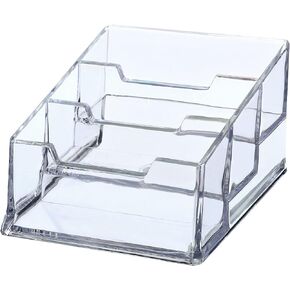 YOKIVE Acrylic Business Card Holders, 3 Slots Business Card Display, Cards Holders Organizer, Great for Office, Desktop (Clear, 4.1 X4.1-Inch) in Saudi Arabia
