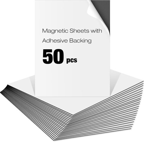Xuhal 50 Pcs 8'' x 10'' Magnetic Adhesive Sheets Black Magnetic Sheets with Adhesive Backing Flexible Adhesive Magnetic Sheet Self Adhesive Magnetic Paper Easy to Cut for Craft Board Photo Fridge in Saudi Arabia