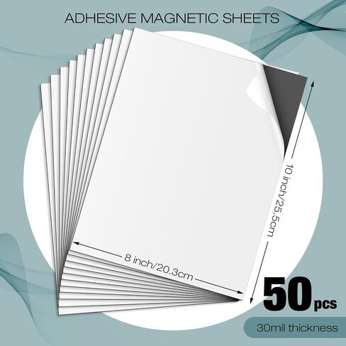 Xuhal 50 Pcs 8'' x 10'' Magnetic Adhesive Sheets Black Magnetic Sheets with Adhesive Backing Flexible Adhesive Magnetic Sheet Self Adhesive Magnetic Paper Easy to Cut for Craft Board Photo Fridge in Saudi Arabia