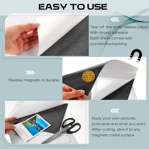 Xuhal 50 Pcs 8'' x 10'' Magnetic Adhesive Sheets Black Magnetic Sheets with Adhesive Backing Flexible Adhesive Magnetic Sheet Self Adhesive Magnetic Paper Easy to Cut for Craft Board Photo Fridge in Saudi Arabia