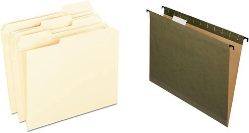 مجلدات ملفات التبويب المقواة من Pendaflex، مقاس Letter، مانيلا، 1/3 قطع، 100 لكل صندوق (R752 1/3) ومجلدات تعليق معززة SureHook، حجم الحروف، أخضر قياسي، 20 لكل صندوق (8-1/2 × 11) in Kuwait