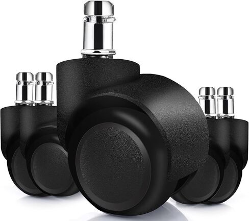 عجلات عجلات لكراسي المكتب مقاس 2 بوصة لكرسي المكتب على جميع الأرضيات والخشب الصلب، عجلات مزدوجة متدحرجة هادئة لكرسي مكتب المكتب، كرسي كمبيوتر للألعاب، مجموعة من 5 عجلات لكراسي المكتب تناسب عالمي in Kuwait