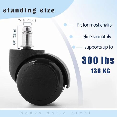 عجلات عجلات لكراسي المكتب مقاس 2 بوصة لكرسي المكتب على جميع الأرضيات والخشب الصلب، عجلات مزدوجة متدحرجة هادئة لكرسي مكتب المكتب، كرسي كمبيوتر للألعاب، مجموعة من 5 عجلات لكراسي المكتب تناسب عالمي in Kuwait