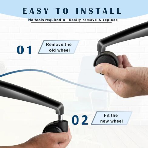 عجلات عجلات لكراسي المكتب مقاس 2 بوصة لكرسي المكتب على جميع الأرضيات والخشب الصلب، عجلات مزدوجة متدحرجة هادئة لكرسي مكتب المكتب، كرسي كمبيوتر للألعاب، مجموعة من 5 عجلات لكراسي المكتب تناسب عالمي in Kuwait