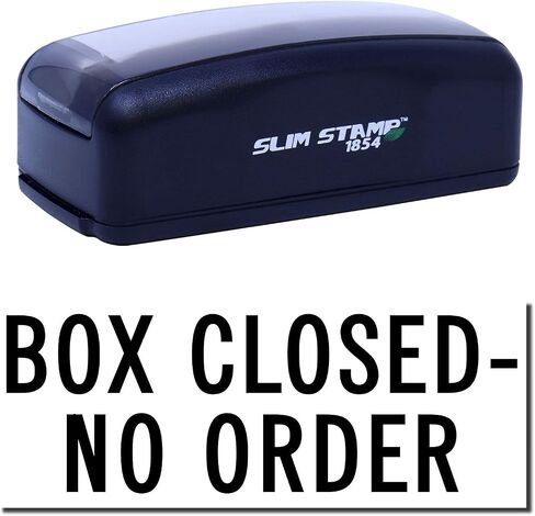Self-Inking Box Closed No Order Stamp, Mailing Supplies, Up to 5K Impressions, Available in 11 Ink Colors, Reinkable, Easy Press and Print Stamping, Size Approx 1/2" x 1-1/2" in Saudi Arabia