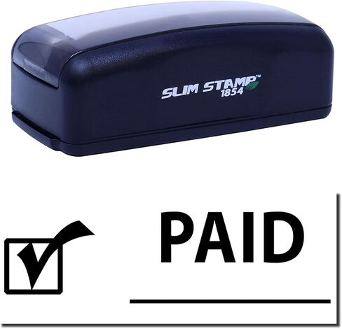 Self-Inking Paid with Checkmark Stamp, New Business Supplies, Up to 5K Impressions, Available in 11 Ink Colors, Reinkable, Easy Press and Print Stamping, Size Approx 1/2" x 1-1/2" in Kuwait