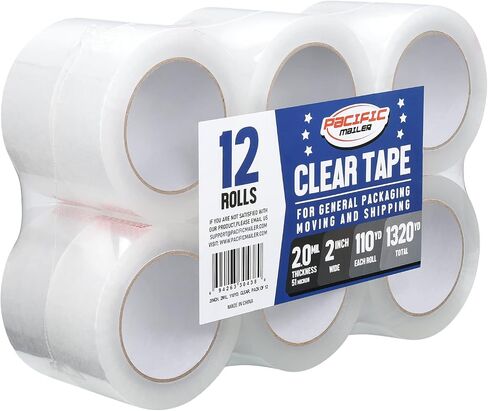 Clear Packing Tape, 2 Inch Wide, 2.0mil Thickness, 110 Yard Per Roll [Pack of 6 Rolls] in Saudi Arabia
