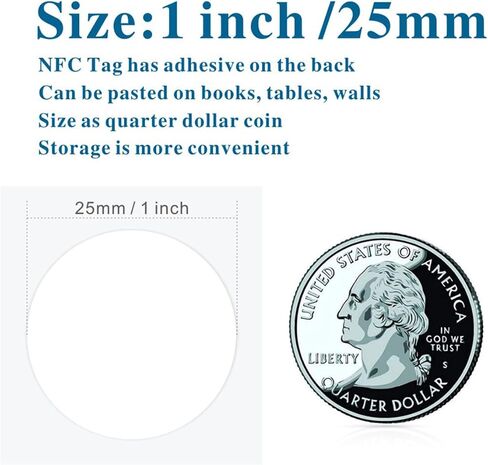 10 x Black NTAG213 NFC Stickers NFC Tags 25MM (1 Inch Round 144 Bytes NTAG 213 NFC Labels 100% Compatible with NFC Enable Phones-Timeskey NFC in Saudi Arabia