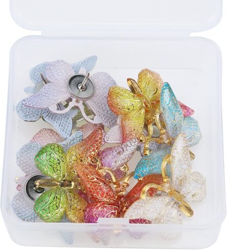 HNGSON Butterfly Push Pins Decorative Thumbtacks Colorful Pins 12PCS for Blackboard, Map, Wall in Kuwait
