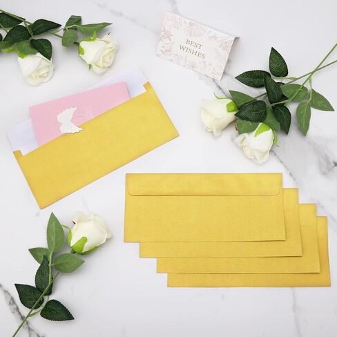 100 حزمة من المظاريف الفضية المعدنية #10 مظاريف عمل 4-1/8 × 9-1/2 مظاريف بريدية ذاتية اللصق للمكتب، وورق الأعمال، والفواتير، والبريد الشخصي، والرسائل، والدعوات الفريدة in Kuwait