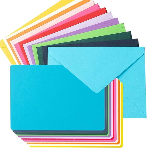 A7 Colorful Envelopes and Blank Cards 24 Pieces A7 Envelopes and 24 Pieces 5x7 Cream Color Flat Cards for Weddings, Invitations, Birthday, Baby Shower (Cream Color) in Saudi Arabia
